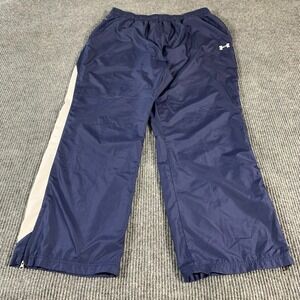 Under Armour Pants Mens 2XL Blue Straight Mesh Lined Loose Fit Track Gym 35x32